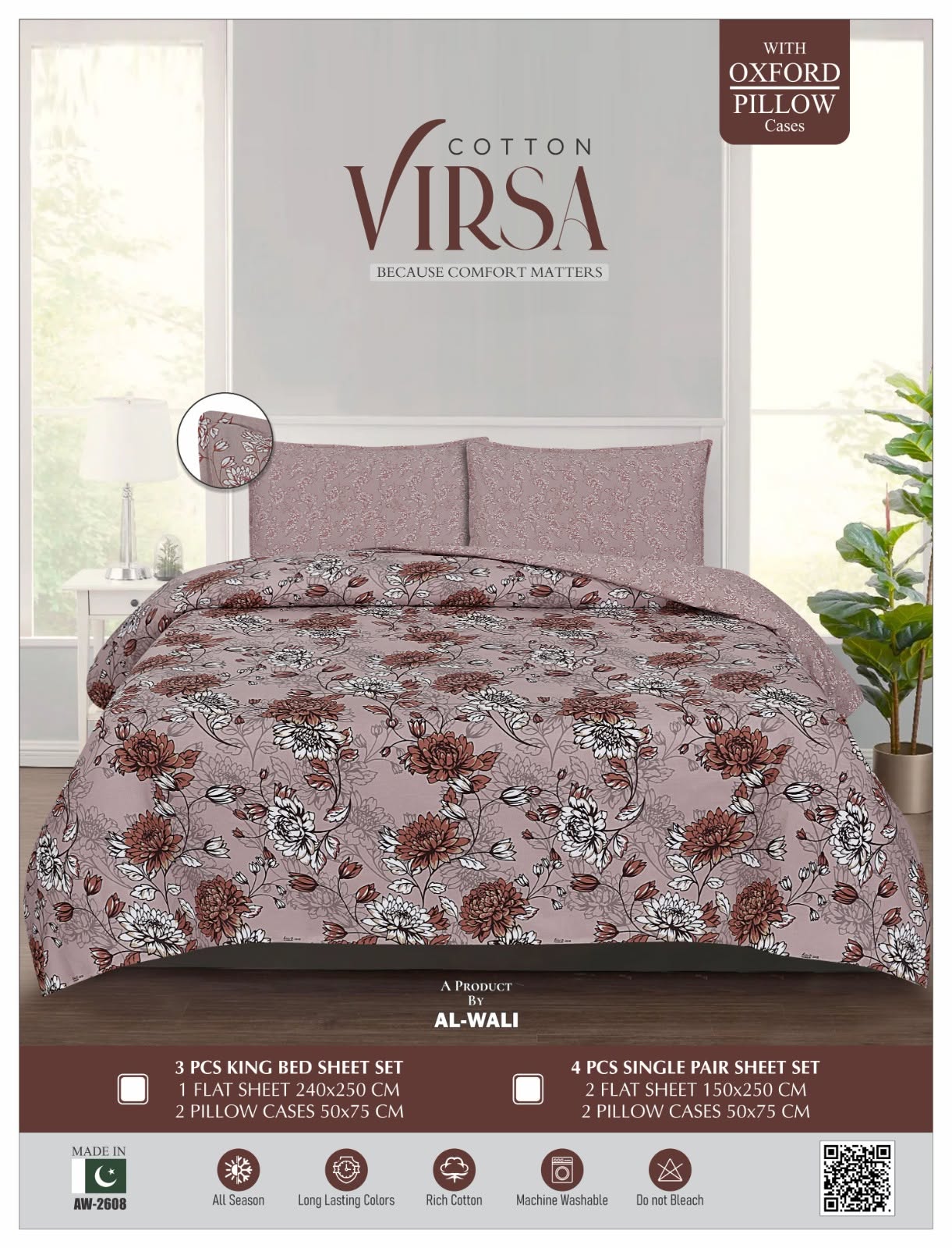 Virsa Bedsheet Cotton 3pcs