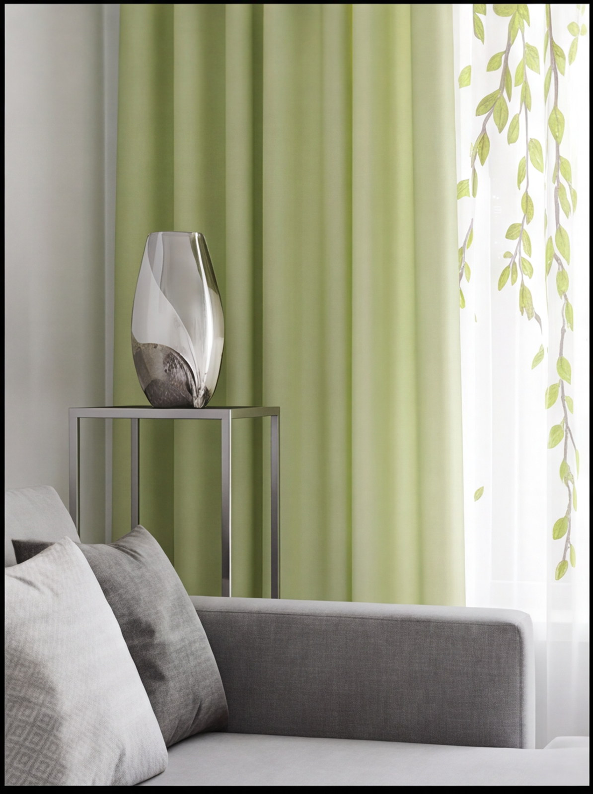 Pair of Digital Printed Combination Curtains