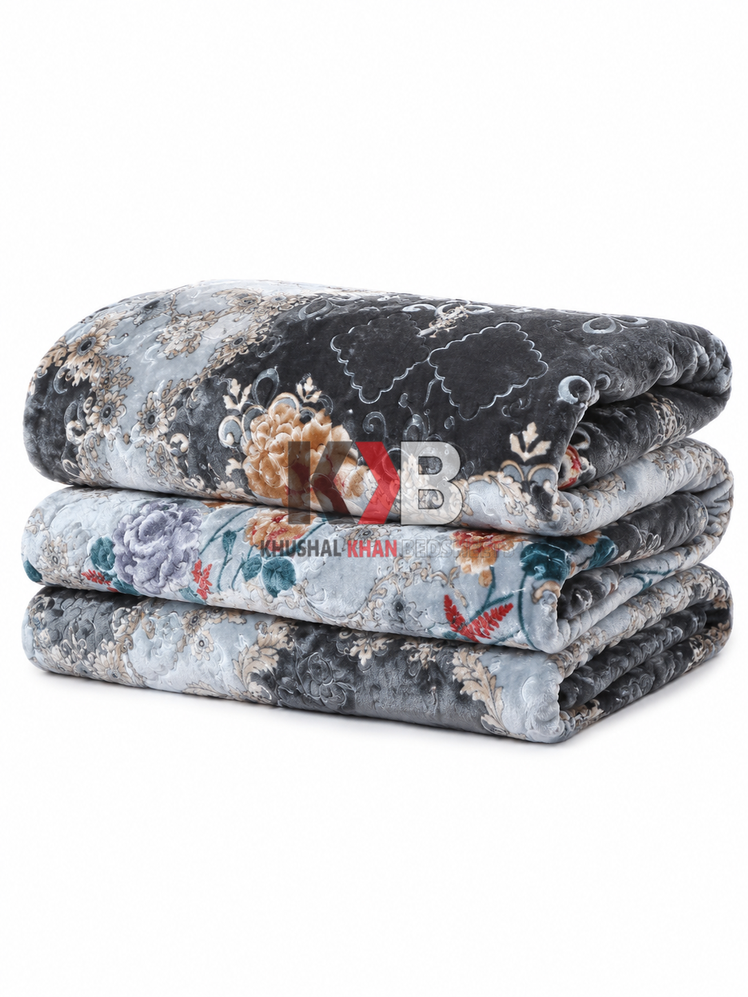 Flannel Fleece Blanket – Charcoal Bloom