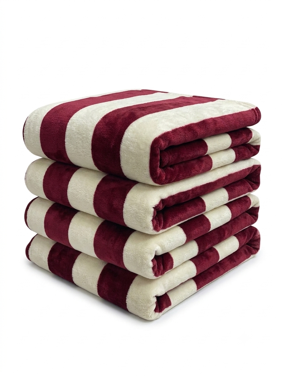 Popular Blanket Maroon & Cream Stripe
