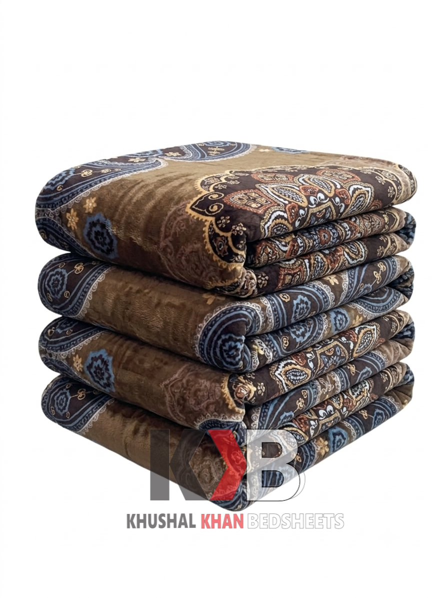 Popular Blanket Brown & Blue Paisley Mandala