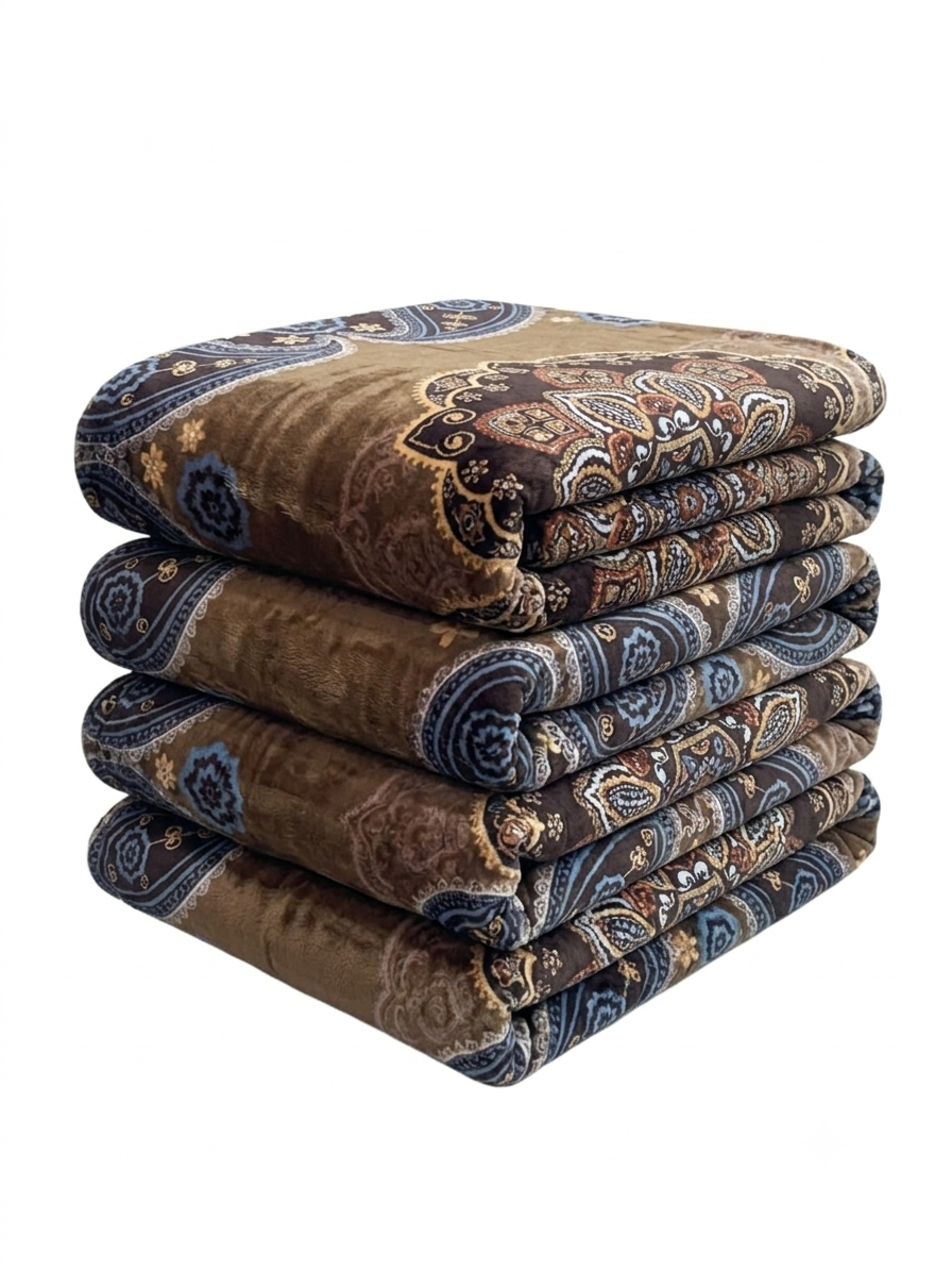 Popular Blanket Brown & Blue Paisley Mandala