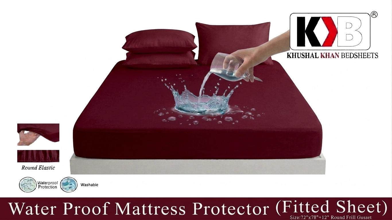 SlateCover Fitted Sheet – Waterproof Mattress Protector – Maroon