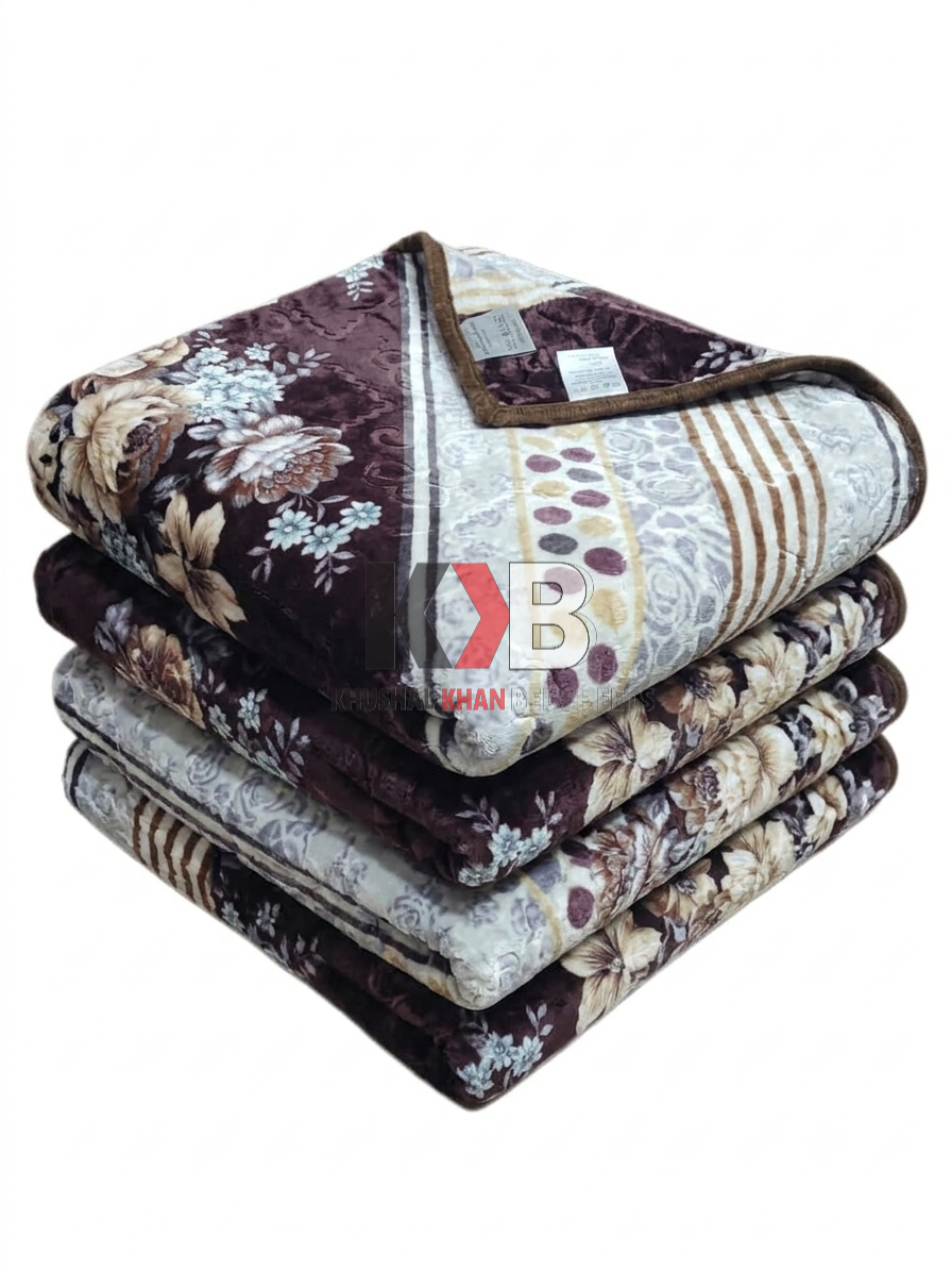 Flannel Fleece Blanket – Maroon Floral Stripe