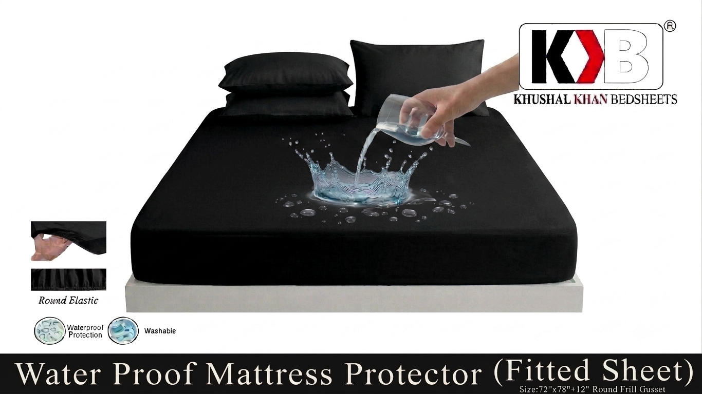 SlateCover Fitted Sheet – Waterproof Mattress Protector – Black