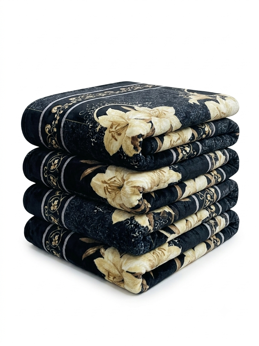 Popular Blanket Black & Gold Lily Floral