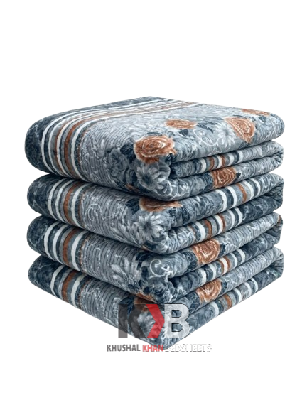 Flannel Fleece Blanket – Grey Rose Stripe