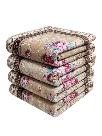 Flannel Fleece Blanket – Beige Peony