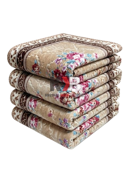 Flannel Fleece Blanket – Beige Peony