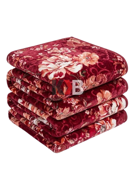 Flannel Fleece Blanket – Wine Red Floral
