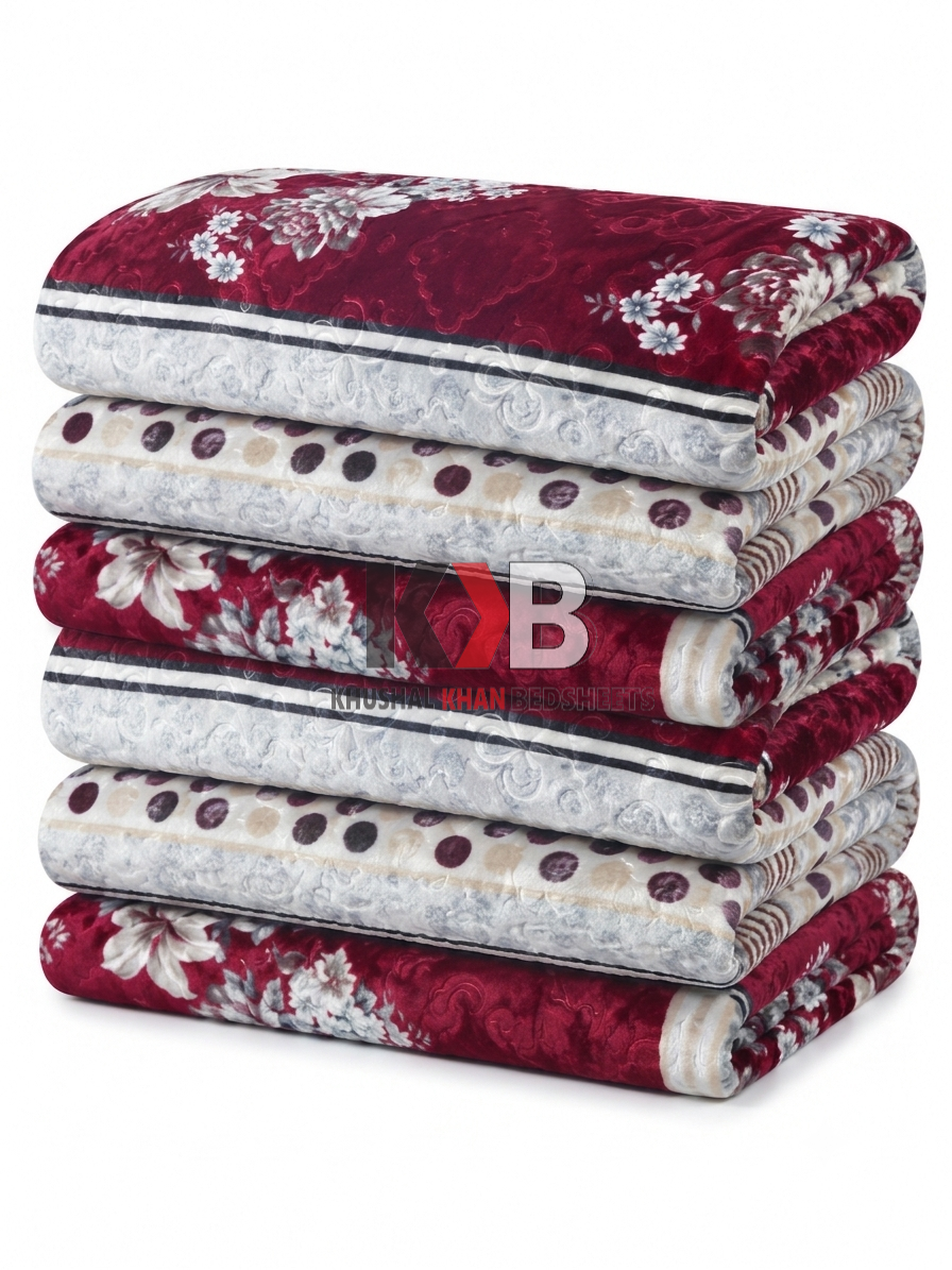 Flannel Fleece Blanket – Crimson Patchwork