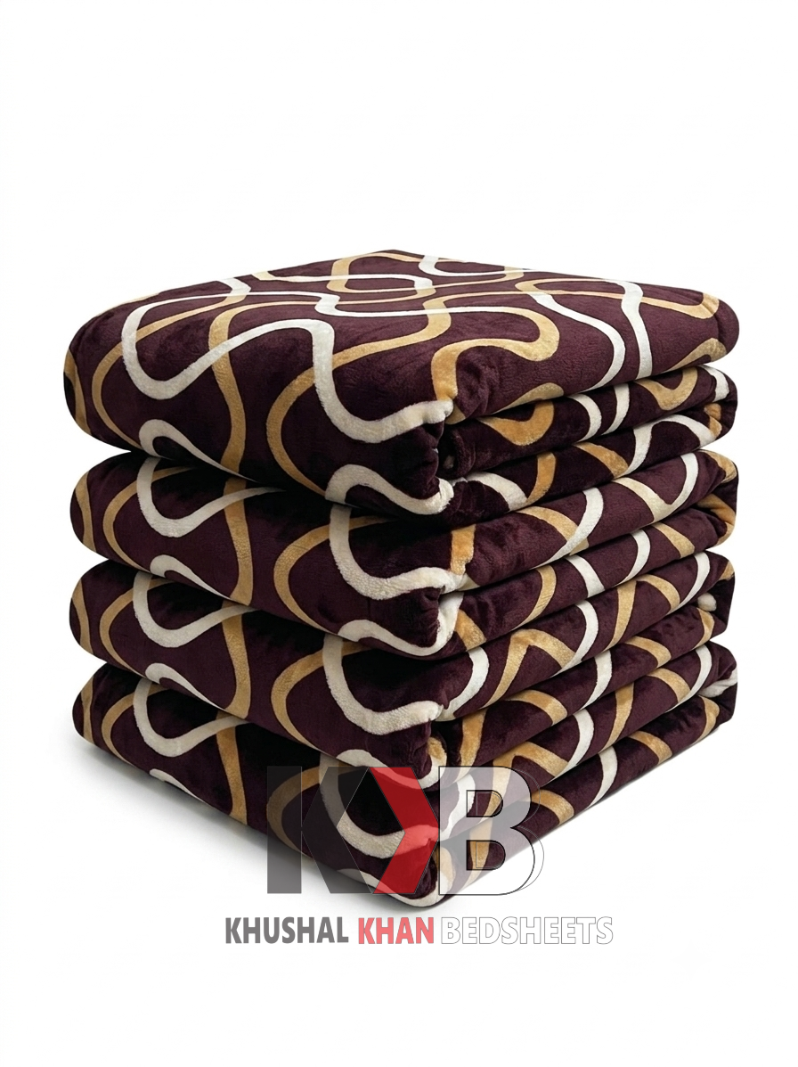 Popular Blanket Maroon & Gold Wavy Ribbon
