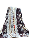 Flannel Fleece Blanket – Maroon Floral Stripe