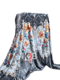 Flannel Fleece Blanket – Charcoal Bloom