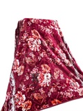 Flannel Fleece Blanket – Wine Red Floral
