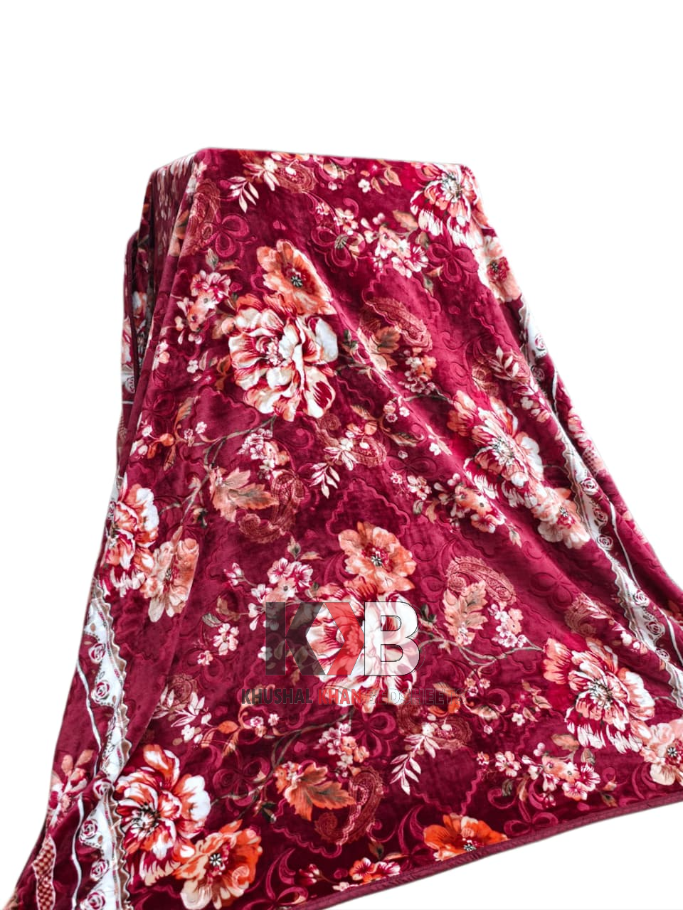 Flannel Fleece Blanket – Wine Red Floral