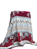 Flannel Fleece Blanket – Crimson Patchwork