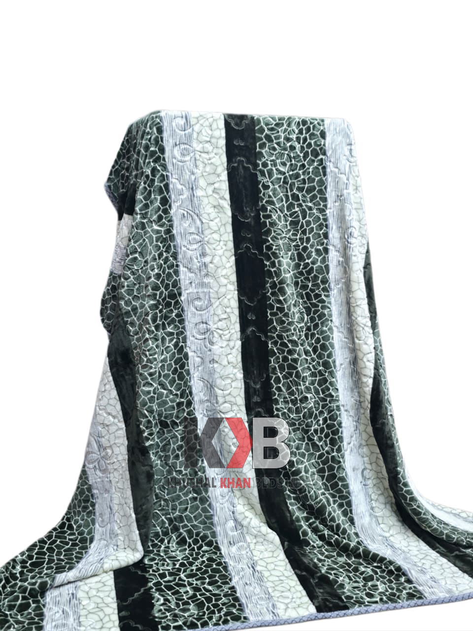 Flannel Fleece Blanket – Olive Stripe Mosaic