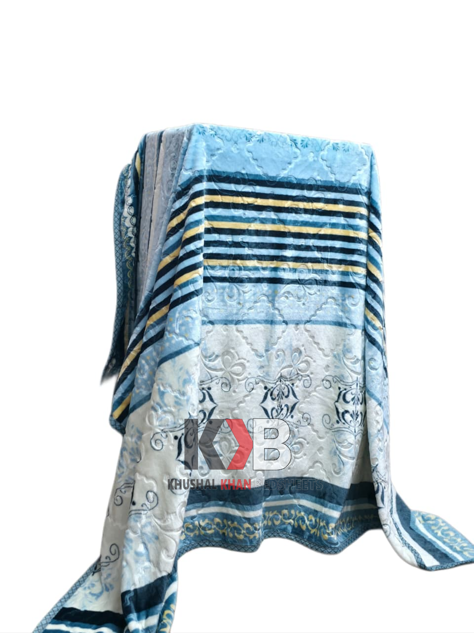 Flannel Fleece Blanket – Sky Blue Stripe
