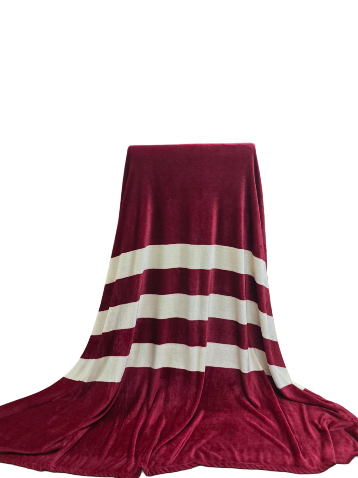 Popular Blanket Maroon & Cream Stripe