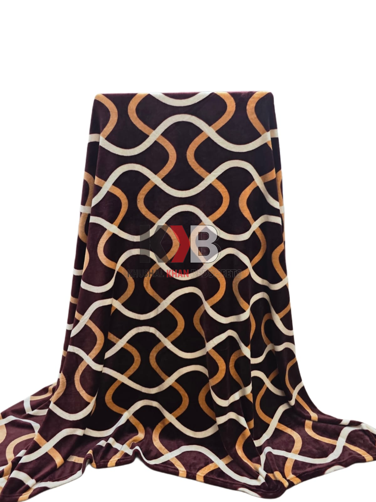Popular Blanket Maroon & Gold Wavy Ribbon