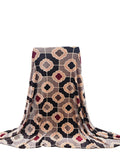 Popular Blanket Beige Black Maroon Moroccan Tile