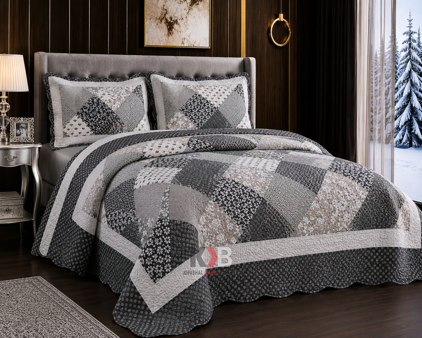Rally Quilted Bedsheet - Charcoal Grey