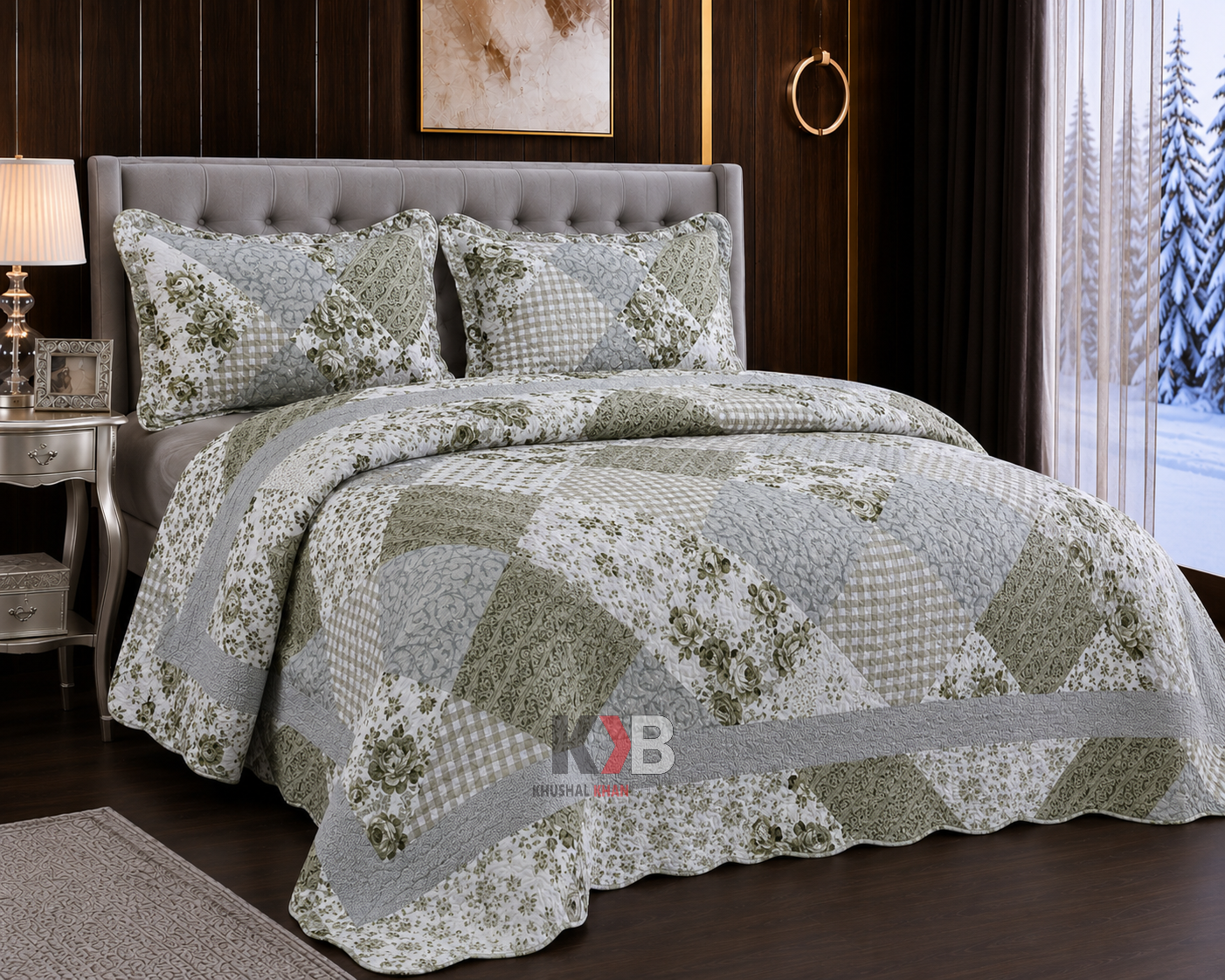 Rally Quilted Bedsheet - Olive Green