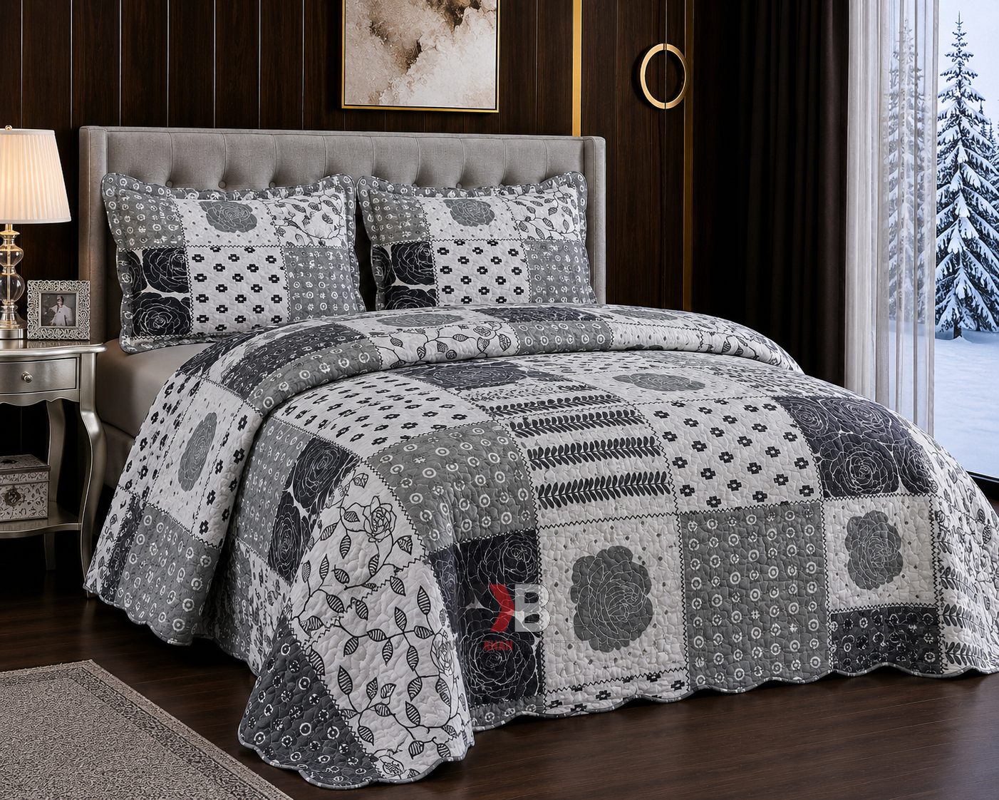 Rally Quilted Bedsheet - Grey Multi